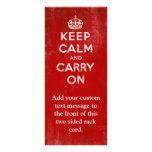 Vintage Deep Red Distressed Keep Calm and Carry On Rack Card