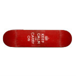 Vintage Deep Red Distressed Keep Calm and Carry On Skateboard