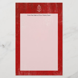 Vintage Deep Red Distressed Keep Calm and Carry On Stationery