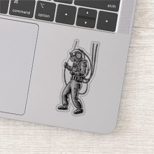 Vintage Deep Sea Diver Retro Nautical Art Sticker
