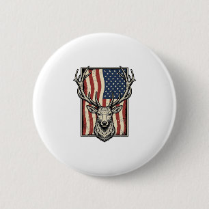 Vintage Deer American Flag Hunting Shirt Design_1 Button