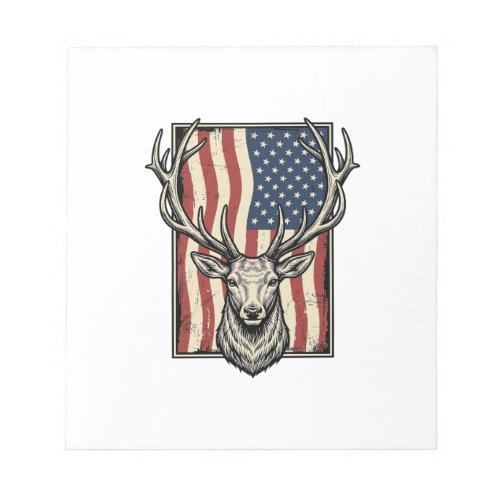 Vintage Deer American Flag Hunting Shirt Design_1 Notepad
