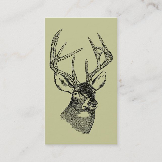 Vintage deer art graphic business card (Front)