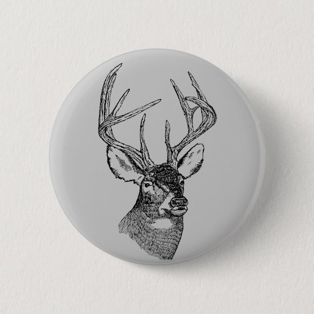 Vintage deer art graphic button (Front)