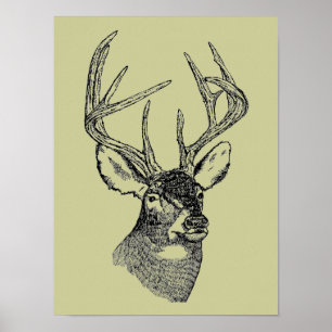 Vintage deer art graphic poster