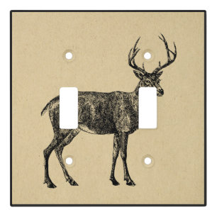 Vintage Deer Art Illustrated Deer Light Switch Cover