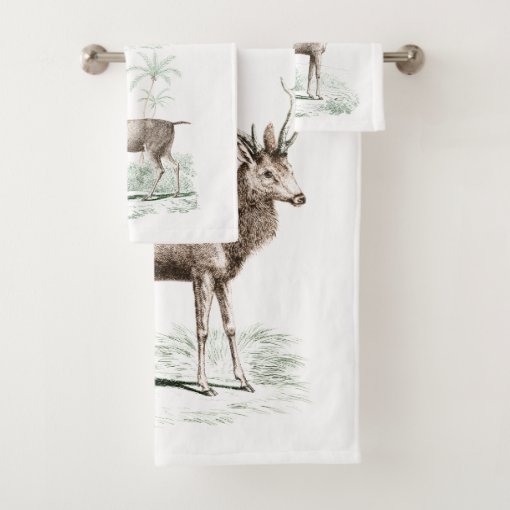 Vintage Deer Bath Towel Set Zazzle