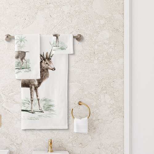 Vintage Deer Bath Towel Set