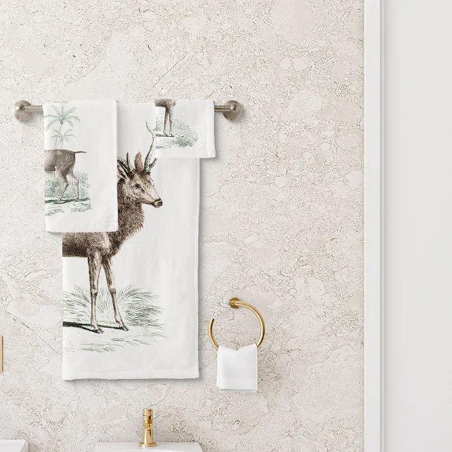 Vintage Deer Bath Towel Set Zazzle