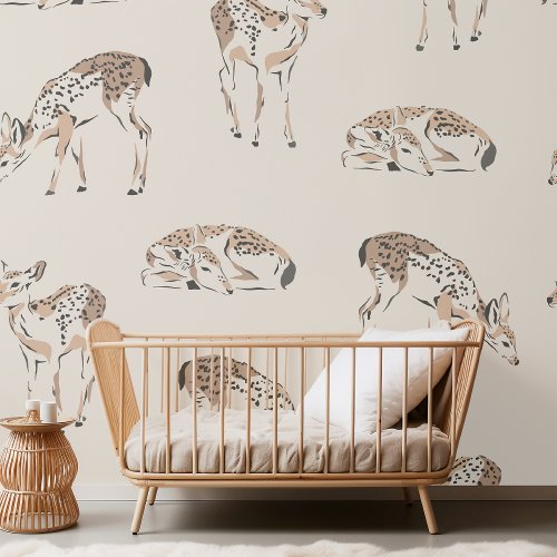 Vintage Deer Beige Wallpaper
