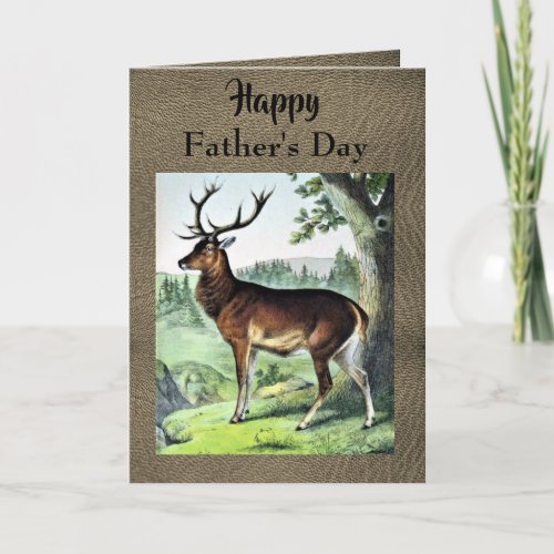 Vintage Deer Buck Fathers Day Card From Children 