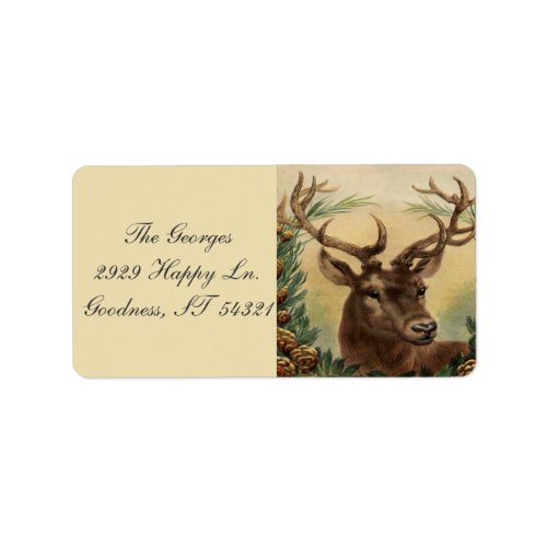Vintage Deer Buck Stag Nature Rustic Christmas Label