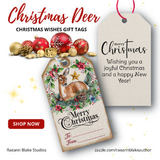 Vintage Deer Design Christmas Wishes Gift Tag