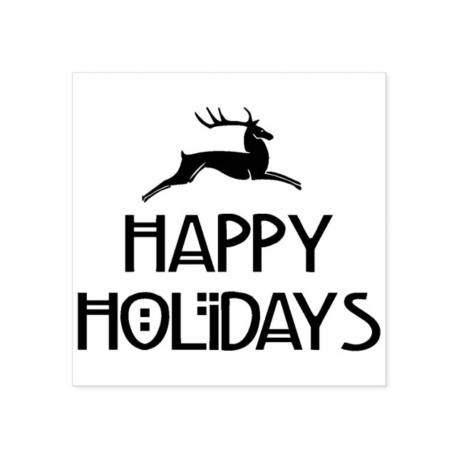 Vintage Deer Happy Holidays Rubber Stamp (Imprint)