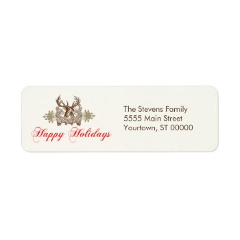 Vintage Deer Head Classic Holiday Greeting Label by pixiestick at Zazzle