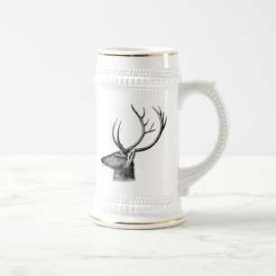 Vintage Deer Head Stein with Gold Highlights