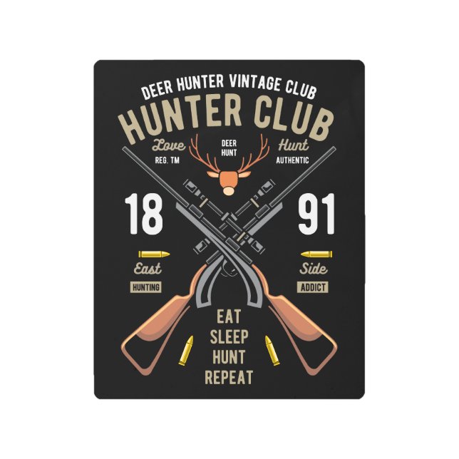 Vintage Deer Hunter   Metal Print (Front)