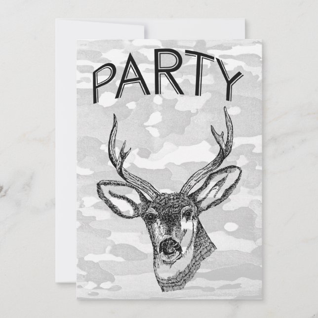 Vintage Deer Hunting graphic Invitation (Front)