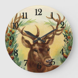 Vintage Deer Large Clock
