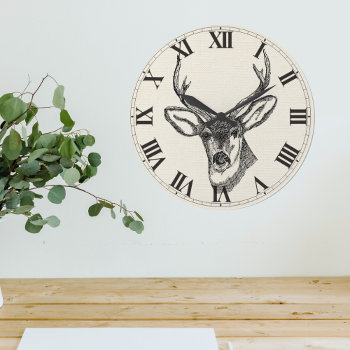 Vintage Deer Large Clock by BluePress at Zazzle