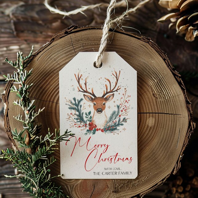 Vintage Deer Merry Christmas Gift Tag  (Creator Uploaded)