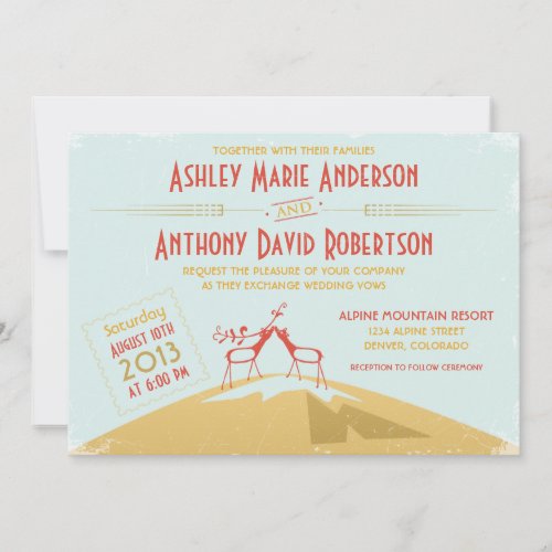 Vintage Deer Mountain Camping Glamping Wedding Invite