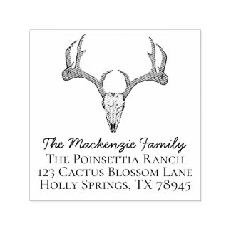 Vintage Deer Reindeer Antlers Return Address Self-inking Stamp