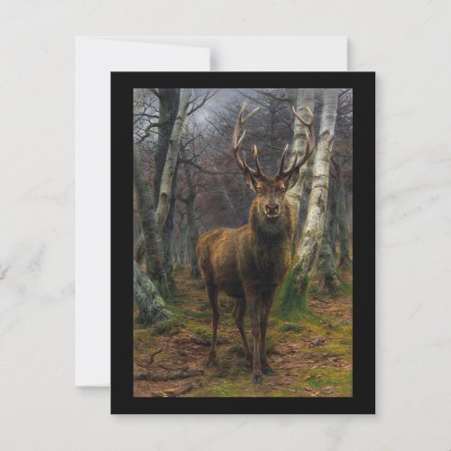 Vintage deer rustic hunter   card
