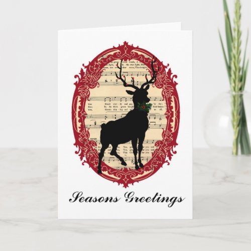 Vintage Deer Seasons Greetings Christmas Card