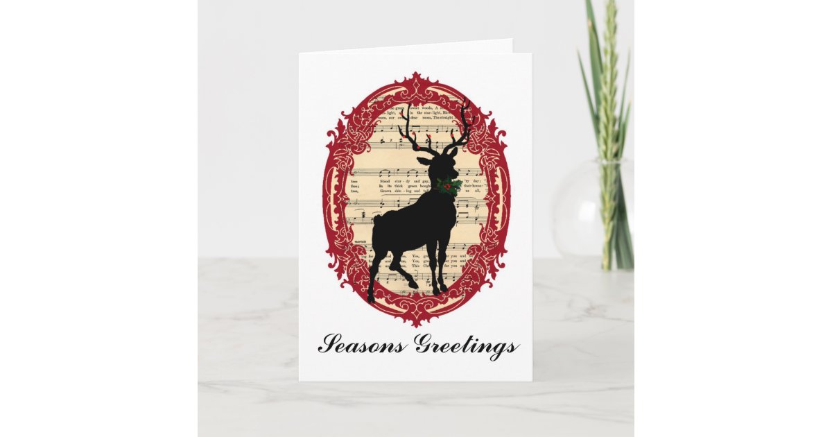 Vintage Deer Seasons Greetings Christmas Card | Zazzle