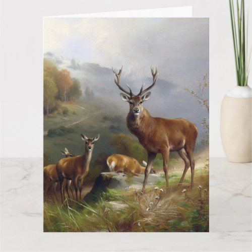 Vintage Deer Stag _ Animals Old Illustration Art Card