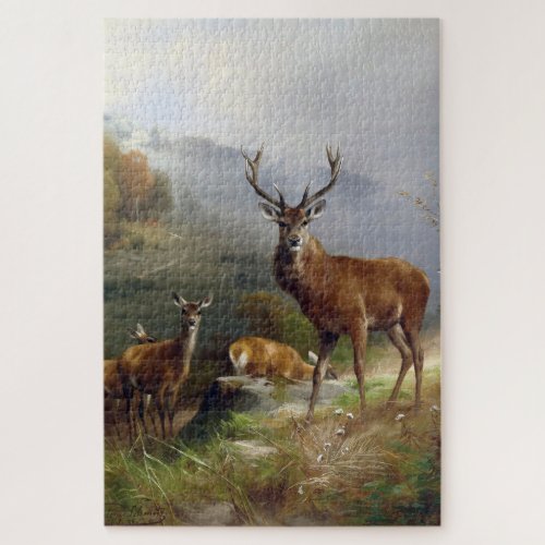 Vintage Deer Stag _ Animals Old Illustration Art Jigsaw Puzzle
