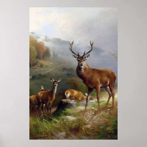 Vintage Deer Stag _ Animals Old Illustration Art Poster