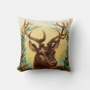 Vintage Deer Throw Pillow