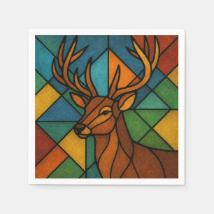 Vintage Deer Tiffany Style Stained Glass Design Napkins