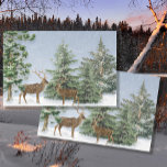 Vintage Deer Winter Snow Flake Christmas Tree Blue Tissue Paper<br><div class="desc">Elegant,  magical vintage forest of trees with a pair of deer in snowfall,  captured in this original design which was elegantly created from vintage botanical elements by internationally licensed artist and designer,  Audrey Jeanne Roberts,  copyright.</div>