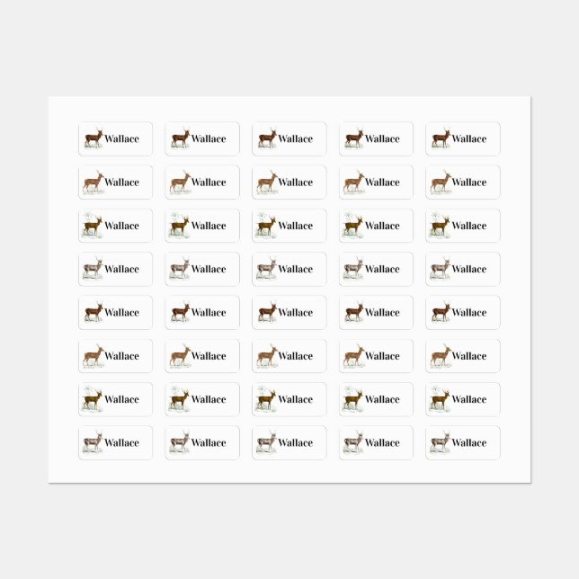 Vintage Deer With Your Name Labels (Sheet)