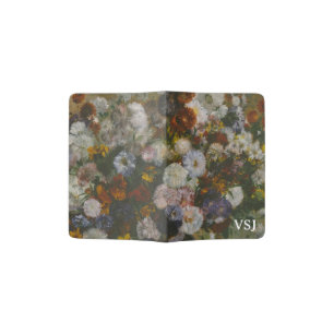 Vintage Degas Floral Painting Flowers Monogram Passport Holder