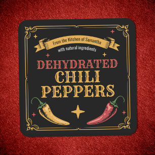Vintage Dehydrated Chili Peppers Label Sticker