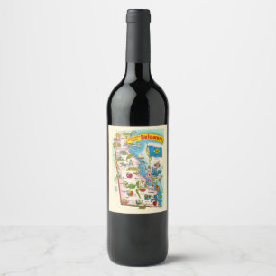 Vintage Delaware Map Wine Label