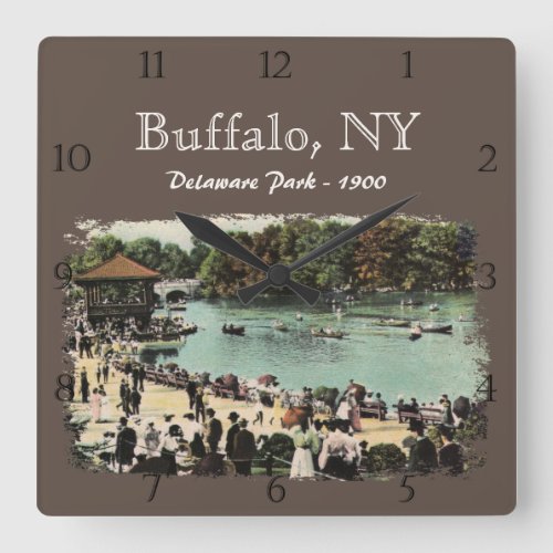 Vintage Delaware Park Buffalo NY Custom Square Wall Clock