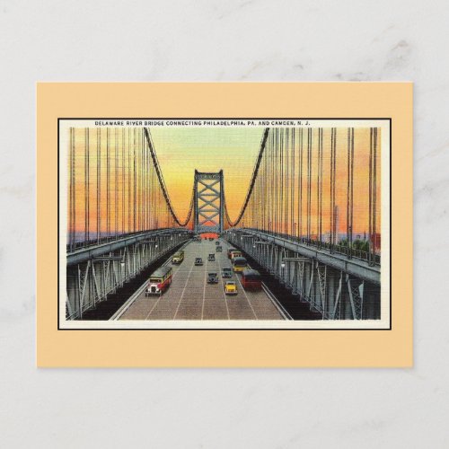Vintage Delaware River Bridge Camden Philadelphia Postcard