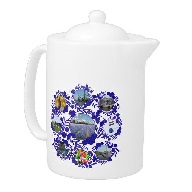 Vintage Delft Blue Delftware Style Holland Pattern Teapot (Left)