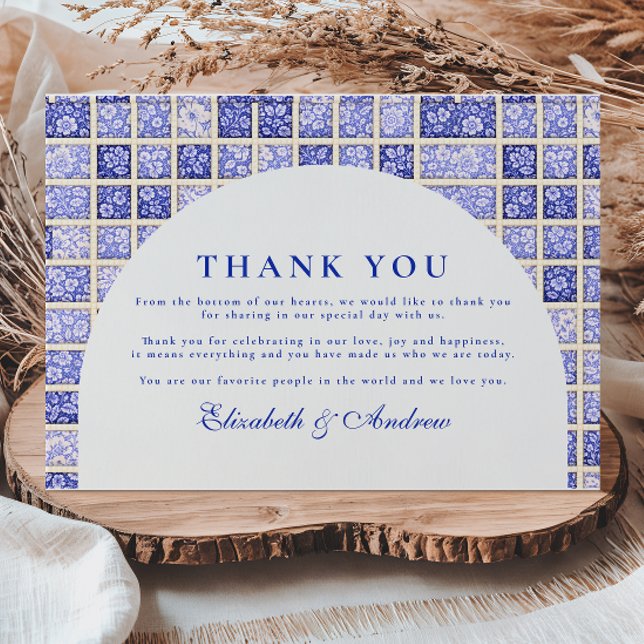 Vintage Delft Patchwork Wedding Thank You Card (Creator Uploaded)
