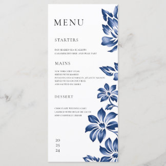 Vintage Delftware style Blue Floral Wedding Menu