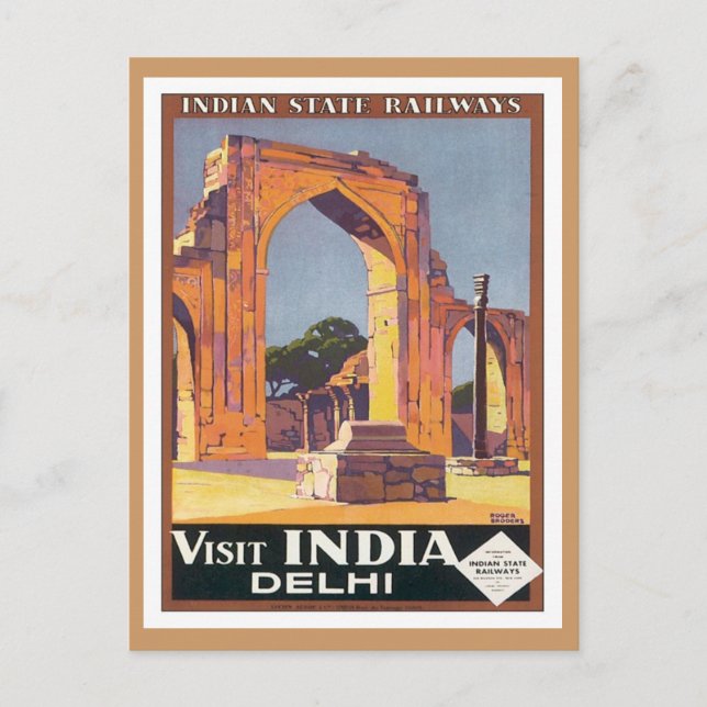 Vintage Delhi India Railways Postcard (Front)