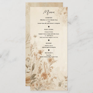 Vintage Delicate Floral Botanical Boho Menu