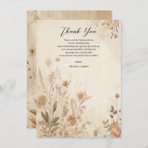 Vintage Delicate Floral Botanical Boho Wedding  Invitation