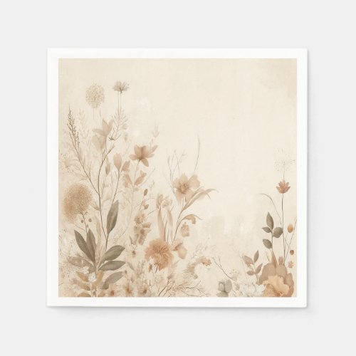 Vintage Delicate Floral Botanical Boho Wedding  Napkins