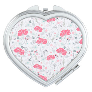 Vintage Delicate Pretty Floral Pink Botanical  Compact Mirror